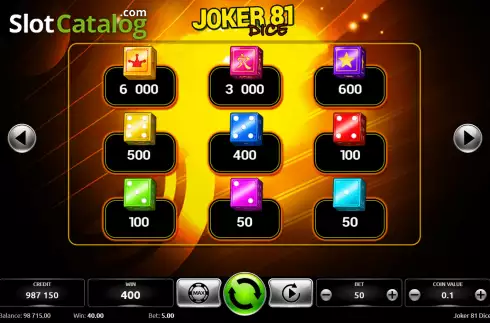 Οθόνη5. Joker 81 Dice Κουλοχέρης 