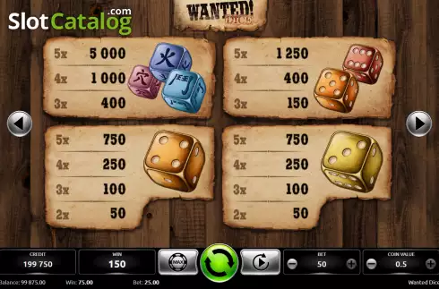 Οθόνη5. Wanted Dice Κουλοχέρης