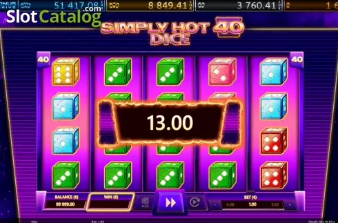 Οθόνη4. Simply Hot 40 Dice Κουλοχέρης 