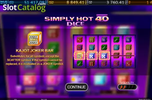 Οθόνη5. Simply Hot 40 Dice Κουλοχέρης 
