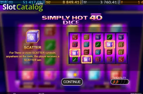 Οθόνη6. Simply Hot 40 Dice Κουλοχέρης 