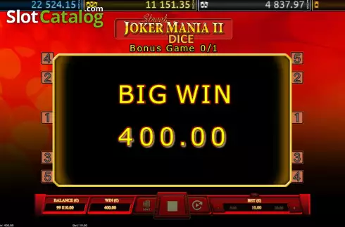 Οθόνη3. Joker Mania II Street Dice Κουλοχέρης 