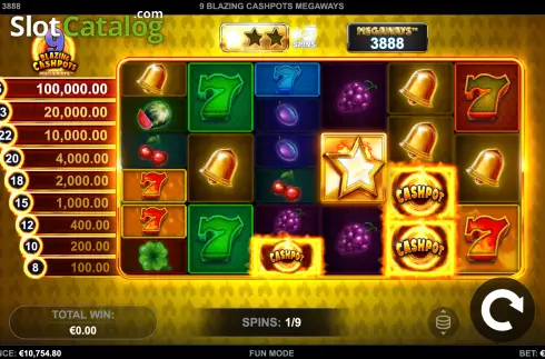 Οθόνη6. 9 Blazing Cashpots Megaways Κουλοχέρης