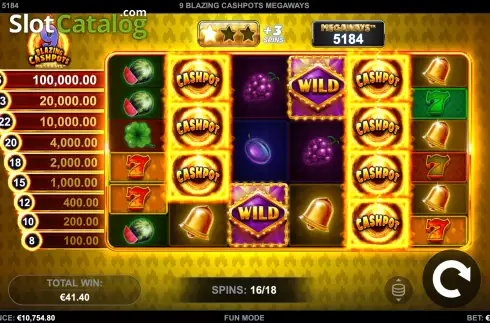 Οθόνη8. 9 Blazing Cashpots Megaways Κουλοχέρης