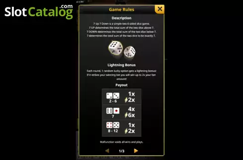 Οθόνη7. 7 Up 7 Down (KingMidas Games) Κουλοχέρης
