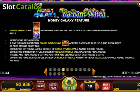 Οθόνη9. Money Galaxy Radiant Witch Κουλοχέρης