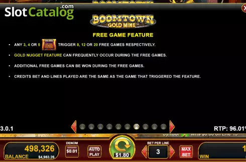 Οθόνη9. Boomtown Gold Mine Κουλοχέρης 