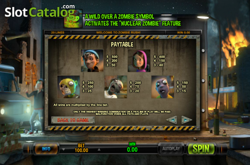 Οθόνη7. Zombie Rush (Leander Games) Κουλοχέρης