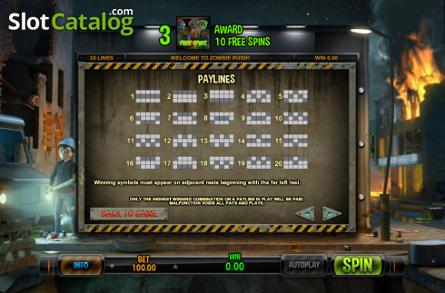 Οθόνη9. Zombie Rush (Leander Games) Κουλοχέρης