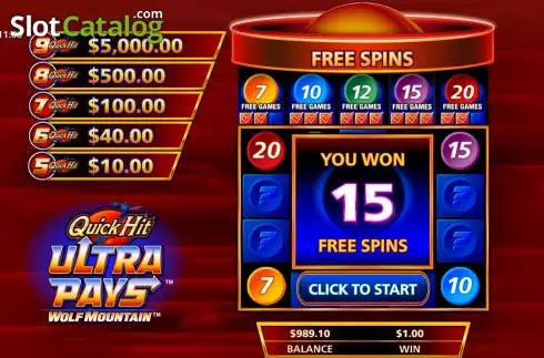 Οθόνη6. Quick Hit Ultra Pays Wolf Mountain Κουλοχέρης