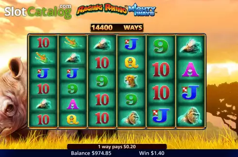 Οθόνη4. Raging Rhino Mighty Ways Κουλοχέρης