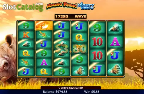 Οθόνη5. Raging Rhino Mighty Ways Κουλοχέρης