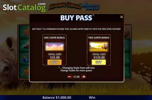 Οθόνη6. Raging Rhino Mighty Ways Κουλοχέρης
