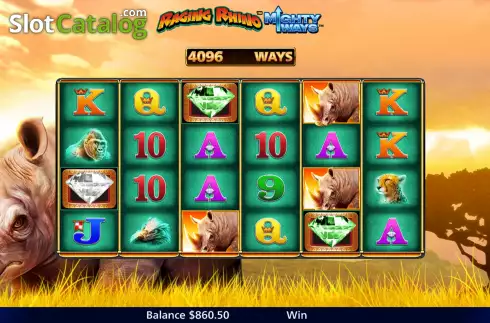 Οθόνη7. Raging Rhino Mighty Ways Κουλοχέρης