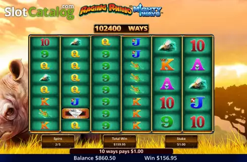 Οθόνη9. Raging Rhino Mighty Ways Κουλοχέρης