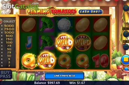 Οθόνη5. Flaming Tomatoes: Cash Shot Κουλοχέρης
