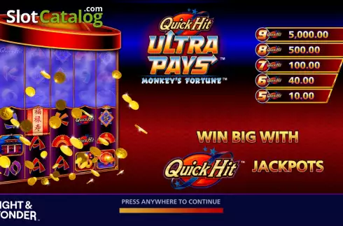 Οθόνη2. Quick Hit Ultra Pays Monkey's Fortune Κουλοχέρης