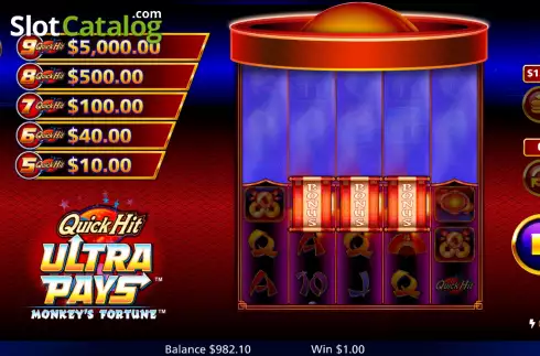 Οθόνη5. Quick Hit Ultra Pays Monkey's Fortune Κουλοχέρης