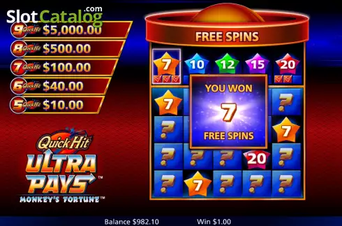 Οθόνη8. Quick Hit Ultra Pays Monkey's Fortune Κουλοχέρης