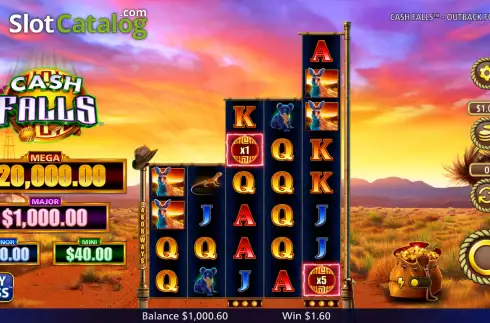 Οθόνη4. Cash Falls Outback Fortune Κουλοχέρης