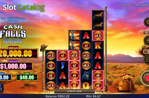Οθόνη6. Cash Falls Outback Fortune Κουλοχέρης
