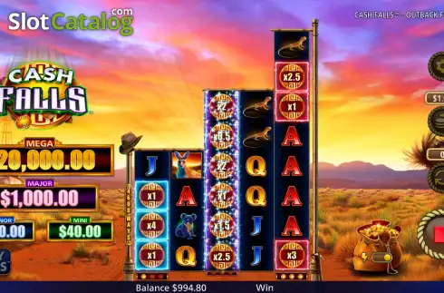Οθόνη7. Cash Falls Outback Fortune Κουλοχέρης