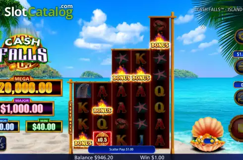 Οθόνη8. Cash Falls Island Bounty Κουλοχέρης