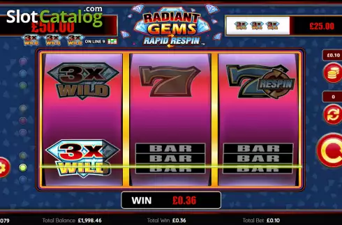 Οθόνη3. Radiant Gems Rapid Respin Κουλοχέρης