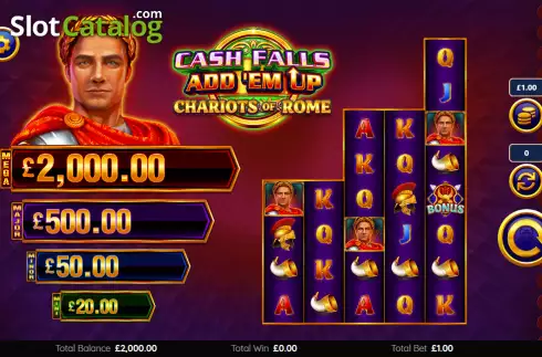 Οθόνη2. Cash Falls: Add 'Em Up Chariots of Rome Κουλοχέρης