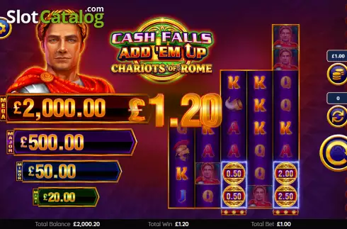 Οθόνη3. Cash Falls: Add 'Em Up Chariots of Rome Κουλοχέρης