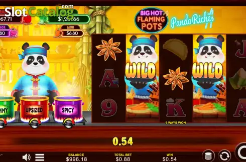 Οθόνη3. Big Hot Flaming Pots Panda Riches Κουλοχέρης