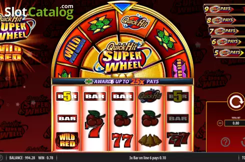 Οθόνη5. Quick Hit Super Wheel Wild Red Κουλοχέρης