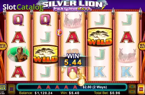 Οθόνη5. Silver Lion Feature Ball Κουλοχέρης