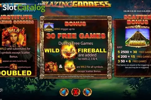 Feautures Description screen. Blazing Goddess Κουλοχέρης