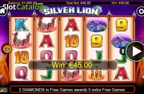 Win screen. Silver Lion Κουλοχέρης