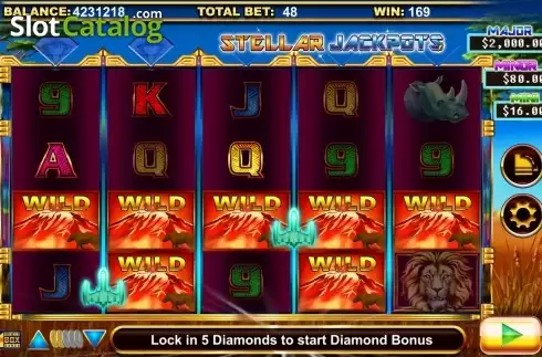 Οθόνη 4. Stellar Jackpots with Serengeti Lions Κουλοχέρης