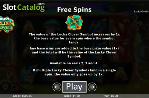 Οθόνη6. Lucky Golden Clover Κουλοχέρης 
