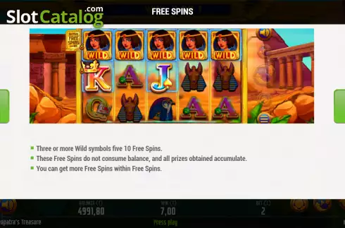 Οθόνη7. Cleopatras Treasure (MGA Games) Κουλοχέρης