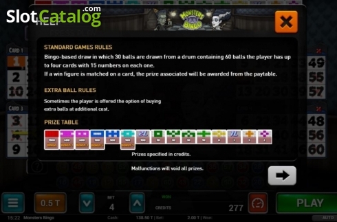 Οθόνη4. Monsters Bingo Κουλοχέρης