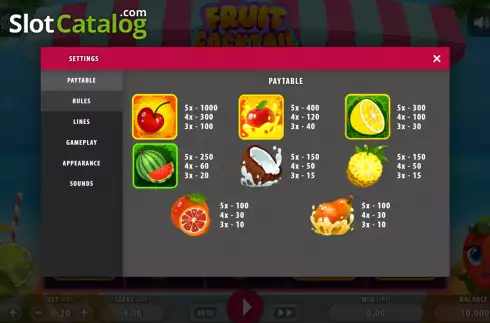 Οθόνη6. Fruit Cocktail (Macaw Gaming) Κουλοχέρης