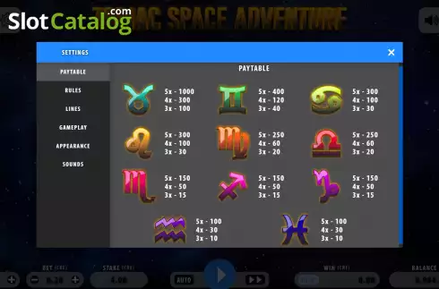 Οθόνη7. Zodiac Space Adventure Κουλοχέρης