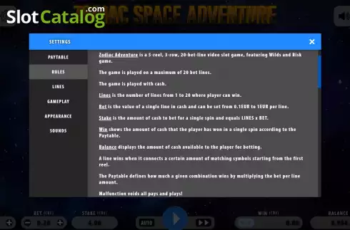Οθόνη8. Zodiac Space Adventure Κουλοχέρης