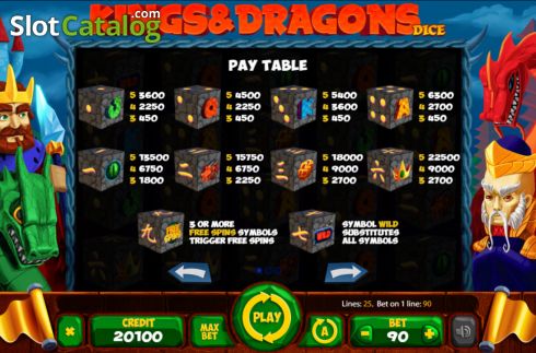 Οθόνη7. Kings and Dragons Dice Κουλοχέρης 