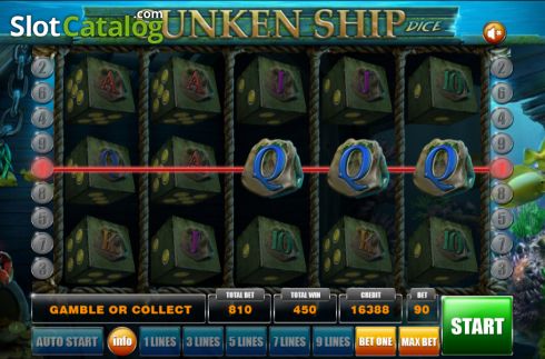 Οθόνη5. Sunken Ship Dice Κουλοχέρης 