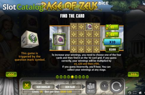 Οθόνη7. Rage of Zeus Dice Κουλοχέρης