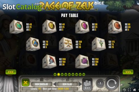 Οθόνη9. Rage of Zeus Dice Κουλοχέρης