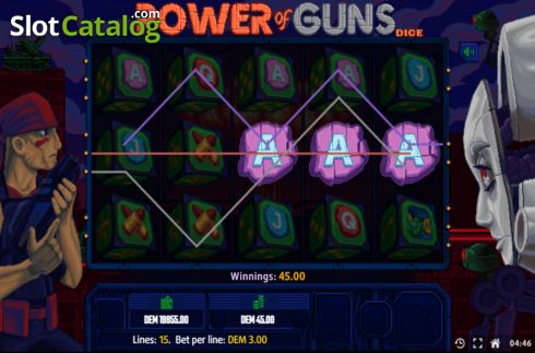 Οθόνη4. Power of Guns Dice Κουλοχέρης