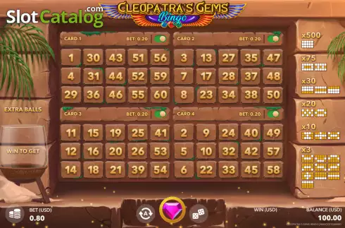 Οθόνη2. Cleopatras Gems Bingo Κουλοχέρης