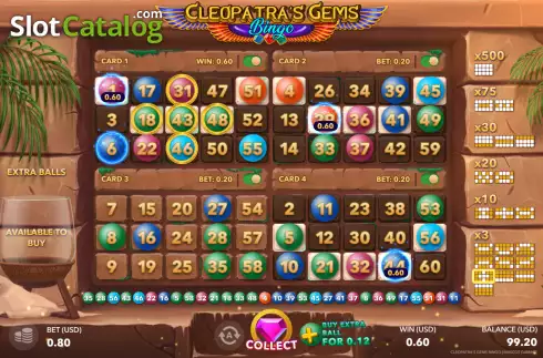 Οθόνη3. Cleopatras Gems Bingo Κουλοχέρης