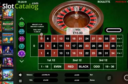 Οθόνη4. Roulette (Matrix Studios) Κουλοχέρης